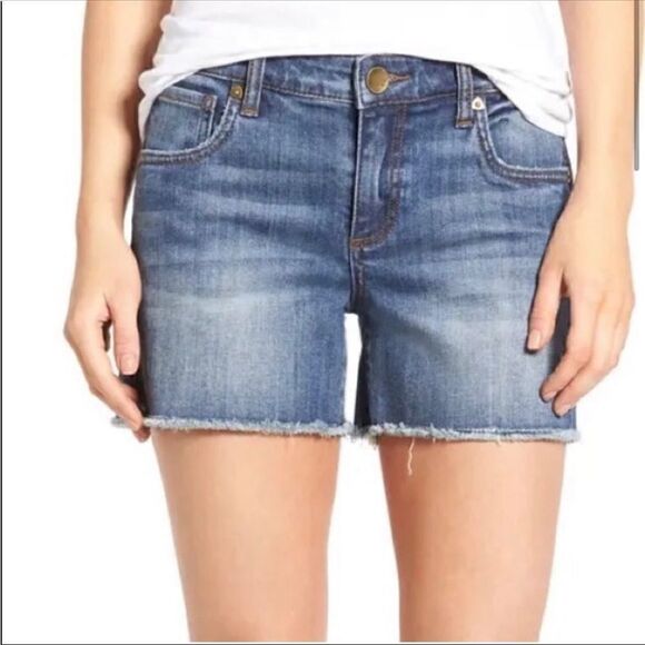 KUT from the Kloth Womens Blue Cutoff Gidget Frey Denim Jean Shorts Size 00 - Picture 1 of 12
